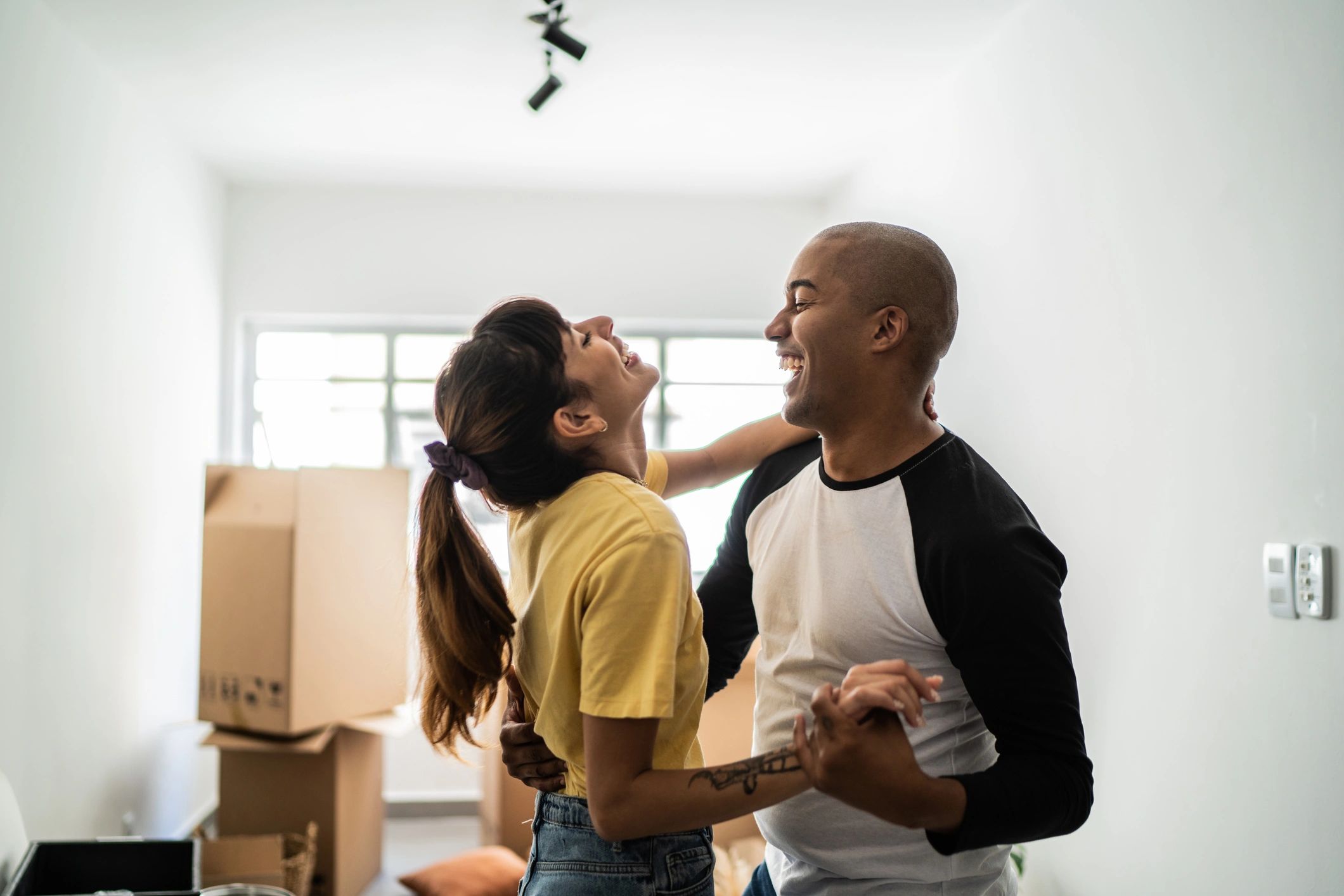 Couple celebrating a successful move